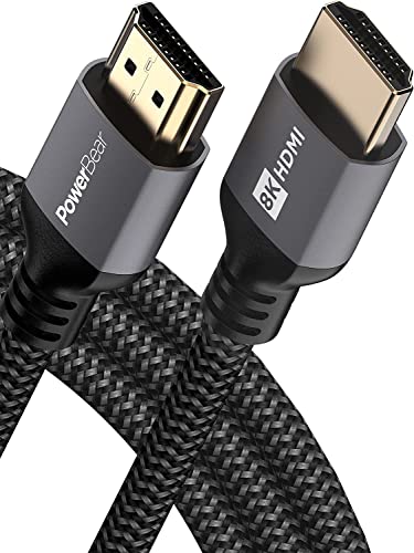 PowerBear 8K HDMI Kablosu 15 ft / Yüksek Hızlı, Örgülü Naylon ve Altın Konektörler, 8K @ 60Hz, 4K @ 120HZ, 2K, 1080P,