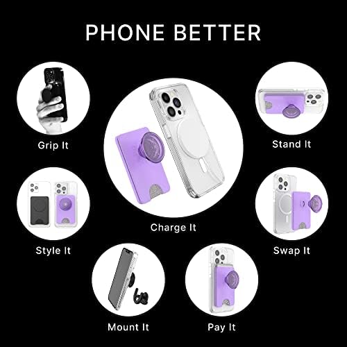Genişleyen Tutuşlu PopSockets Telefon Cüzdanı, Telefon Kartı Tutucu, Kablosuz Şarj Uyumlu, MagSafe ile Uyumlu Cüzdan