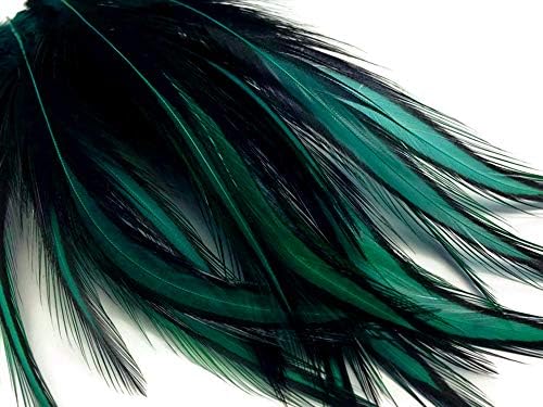 10 Parça - Tavuskuşu Yeşil Bağcıklı Uzun Horoz Pelerin Tüyler Fly Bağlama Mezgit BLW Horoz Eyer / Mehtap Tüy