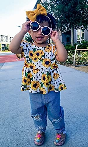 XUANHAO Bebek Kız Giysileri 12 18 24 Ay Kıyafetler Bebek Yürüyor Denim Kız Giyim fırfırlı üst Yırtık Kot Pantolon