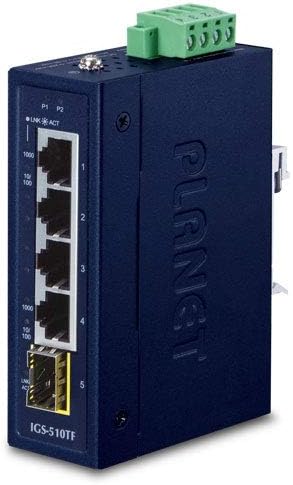 IP30 Kompakt Boyutu 4-Port 10/100/1000 T + 1-Port 100/1000X SFP Gigabit Ethernet Anahtarı (-40 ~ 75 Derece C, Çift