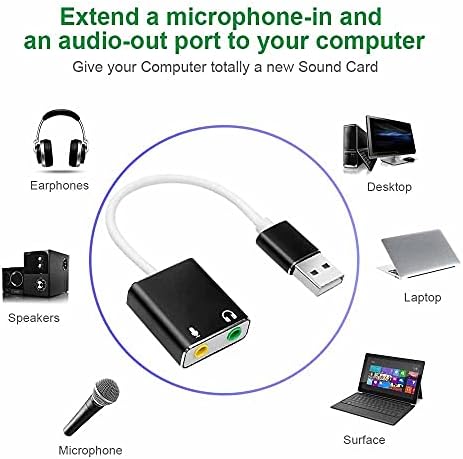 UXZDX Harici USB Ses Kartı Tipi C / USB 3.5 mm SB Ses Adaptörü Kulaklık Mikrofon Bilgisayar Dizüstü PC için