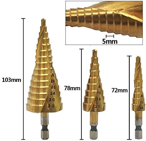 DAĞ ERKEKLER Dayanıklı 3 adet 4-32mm Pagoda Şekli HSS Adım Matkap Ucu Sondaj Üçgen Shank Metal İşleme Yüksek Hızlı