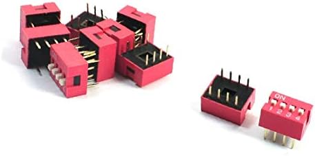 X-DREE 10 Adet Kırmızı 2.54 mm Pitch 4 Pozisyon Slayt Tipi DIP Anahtarları (Interruttori DIP tipo diapositiva a scorrimento