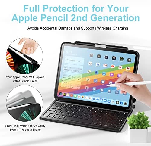 Kalem Tutucu ile iPad Pro 11 ve iPad Air 10.9 için Gypsophila Kablosuz Klavye Kılıfı, iPad Air 10.9 ve iPad Pro 11