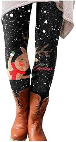 Noel Tayt Bayan Artı Boyutu Sonbahar Fırçalanmış Tayt Tunik Egzersiz Tayt Noel Gnome Yumuşak Streç Rahat ince pantolon