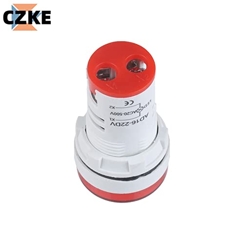 MOPZ 2 Adet Mini Dijital Voltmetre 22mm Yuvarlak AC 12-500V voltmetre Metre Monitör Güç LED Göstergesi 30x30mm (Renk: