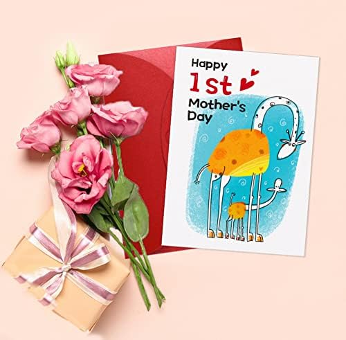 D4DREAM Komik İlk Anneler Günü Kartı 4 x 6 Zarflı ilk Anneler Günü Kartı Yeni Anne için Mutlu 1. Anneler Günü Tebrik