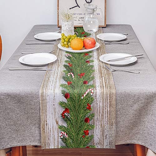 Keten Çuval Bezi Masa Koşucu Merry Christmas Dresser Eşarp Masa Süslemeleri Günlük Kullanım için, Akşam Yemeği Partileri