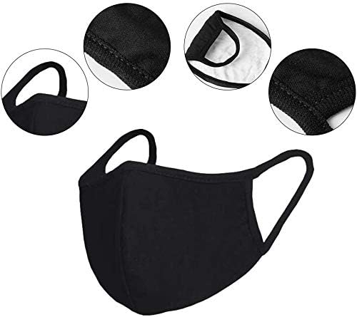 Siyah Yüz Maskesi, 5 Adet Bez Maske Pamuk Yüz Maskeleri Yıkanabilir Kullanımlık Moda Koruyucu Kumaş Maskeleri Açık