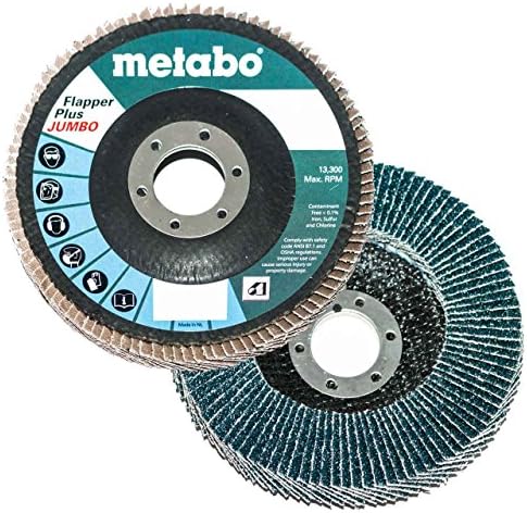 Metabo 629433000 4.5 x 7/8 Sineklik Artı Jumbo Aşındırıcılar Flap Diskler 80 Grit, 5'li paket
