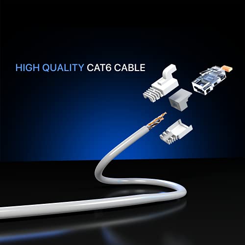 Maximm Cat 6 Ethernet Kablosu 1,5 Ft, (2'li Paket) Cat6 Kablosu, LAN Kablosu, İnternet Kablosu ve Ağ Kablosu-UTP (Beyaz)