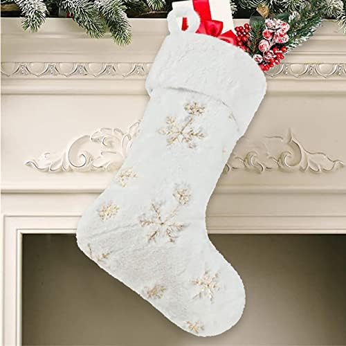 İşlemeli Altın ve Gümüş Kar Tanesi Noel Çorapları Hediye Çantası Noel Süsleri Noel Çorapları Noel Kolye Hediye Çantası