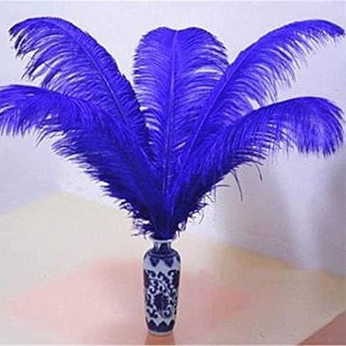 Zamihalaa Kraliyet Mavi Kabarık Devekuşu Tüyü 15-70 CM 10-200 adet DIY Tüyler El Sanatları Parti düğün elbisesi Dekorasyon