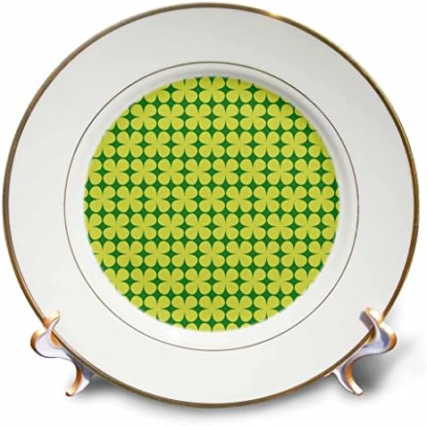 Koyu Yeşil Dört Yapraklı Yonca Desenli Plakalarda 3dRose Çağdaş Açık Yeşil (cp-375384-1)