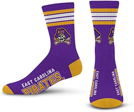 Çıplak Ayaklar için NCAA East Carolina Pirates 4 Şerit İkili Ekip Çorap Takım Renk ORTA