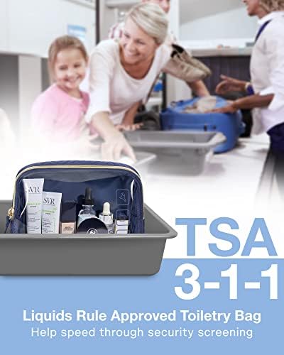 BAGSMART TSA Onaylı Makyaj Çantası, 3'lü Şeffaf Makyaj Kozmetik Çantası Düzenleyici, Tuvalet Malzemeleri için Quart