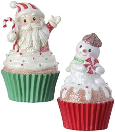 Regency Uluslararası 5.5 Reçine Şeker Santa / Kardan Adam Cupcake, 2 Çeşit Set