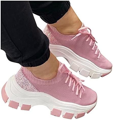 Moda Kadınlar için Sneakers Üzerinde Kayma Yüksek Üst Koşu spor ayakkabı Sneaers Dantel Moda Glitter Örgü Rahat Açık