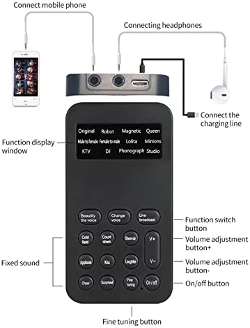 ZLXDP Ses Efektleri Evrensel Ses Değiştirici Oyun Telefonu Harici Arama Tutamak Adaptörü Cihazı Komik Taşınabilir