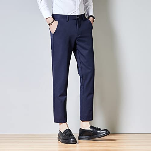 Maiyifu-GJ erkek Slim Fit Streç Pantolon Düz Renk Sıska Konik Takım Elbise Pantolon Hafif Kırışıklık Dayanıklı İş