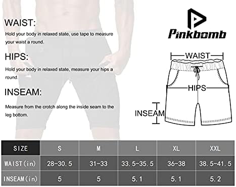 Pinkbomb erkek 2 in 1 Koşu Şort telefon cebi Spor Salonu Egzersiz Hızlı Kuru Erkek Şort 5 İnç