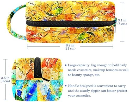 TBOUOBT Makyaj Çantası Seyahat kozmetik çantası Kılıfı Çanta Fermuarlı çanta, Soyut Vitray Kırıkları Sanat