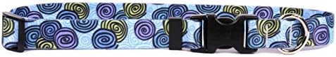 Sarı Köpek Tasarım Spiraller Mavi köpek tasması Etiketi-A-Uzun KİMLİK Etiketi Sistemi-Küçük-3/4 ve Boyun 10 ila 14