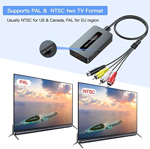 Sedytetoc HDMI-Svideo RCA Dönüştürücü, HDMI Kablosuyla (RCA ve Svideo Kabloları Entegre), HDMI Cihazının Eski TV'lerde