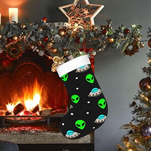 Noel Çorap Alien UFO Yeşil Çift Taraflı Şömine Asılı Çorap