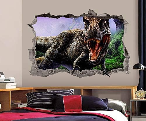 T-Rex Duvar Çıkartması Çökerttiğini 3D Grafik Dinozor Duvar Sticker sanatsal fresk Posteri Çocuk Odası Dekor Hediye