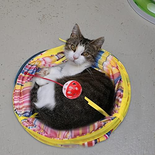 Ipetboom Evcil Buruşuk Ev Çadır ile Çizgili Kedi Parlak Hideaway Oyuncak Oyuncak evcil hayvan topu Kapalı Tüp Katlanabilir