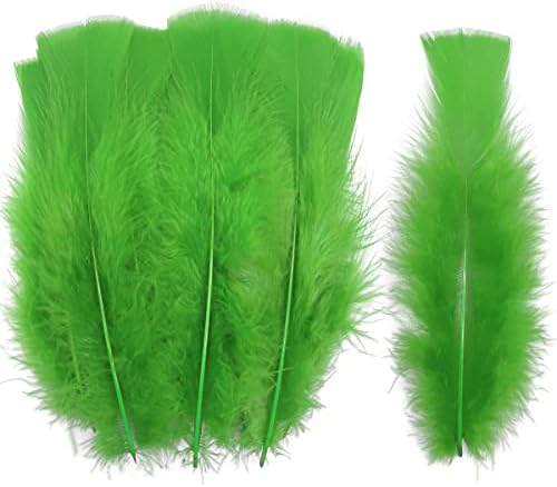 100 adet Yeşil Türkiye Düz Tüyler 4-6 İnç Kabarık Tüyler El Sanatları Maskeleri Şapkalar Dekorasyon Dream Catchers