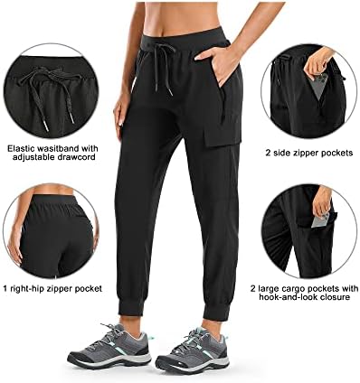 Stelle Yürüyüş Kargo Joggers Kadınlar için Hafif Hızlı Kuru UPF 50 Fermuarlı Cepler Pantolon Açık Egzersiz için