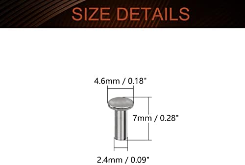 MroMax 200 ADET Yuvarlak Düz başlı perçin 0.24 x 0.1 (Uzunluk x Dış Çap) alüminyum Yuvarlak Düz başlı perçin Metal
