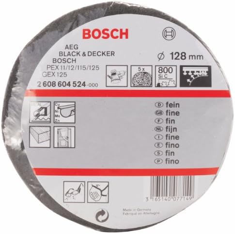 Bosch 2608604524 Zımpara Bezi, 4,9 inç (125 mm), 800, İnce (5 Kağıtlar)