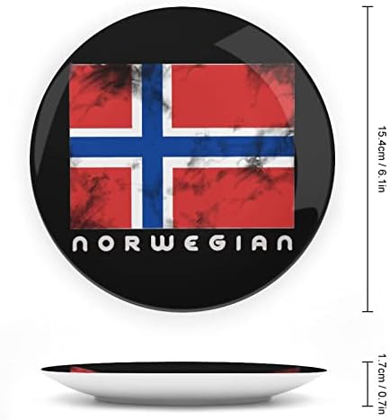 Norveç Nowway Bayrağı Komik Kemik Çini Dekoratif Levha Yuvarlak seramik Tabaklar Zanaat Ekran Standı ile Ev Ofis duvar