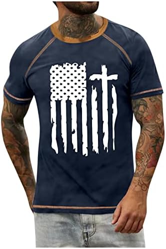 ZEFOTİM 4 Temmuz Gömlek Erkekler ıçin Kısa Kollu O Boyun Amerikan Bayrağı Raglan Gömlek Yaz Rahat Moda Ince Tişörtleri