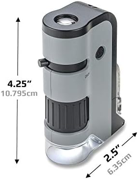 Carson Mikroakışkan 100x-250x LED ve UV Işıklı Cep Mikroskobu, Aşağı Kaydırmalı Taban ve Akıllı Telefon Digiscoping