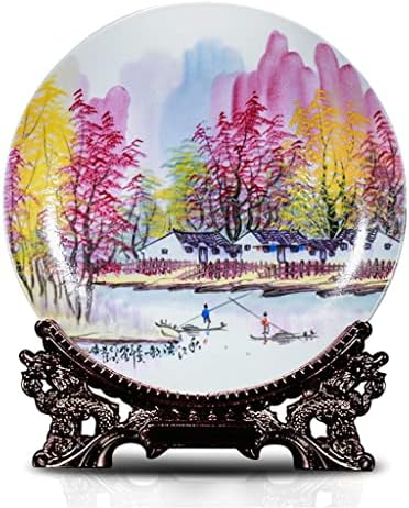 GELTDN Oturma Odası Ev seramik tabak Çin Tarzı İnci Renk El Boyalı Porselen Dekorasyon Plakası
