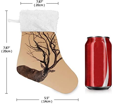 ALAZA Noel Çorap Kırmızı Geyik Geyik Günbatımı ile Klasik Kişiselleştirilmiş Küçük Çorap Süslemeleri Aile Tatil Sezonu