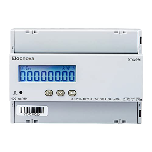 Elecnova DTS1946 Güç Ölçer 3P4W, DIN-Ray Montajı AC 3×230 / 400V 5 (100) A Gerilim Akım Güç Faktörü Elektrik Tüketimi