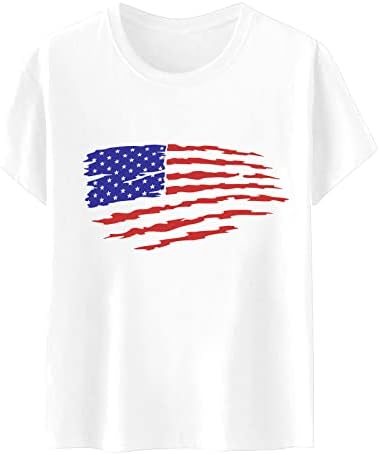 4th Temmuz Tişörtleri Gömlek Kadınlar için Kısa Kollu O-Boyun T-Shirt Amerikan Bayrağı Yıldız Çizgili Kravat Boya