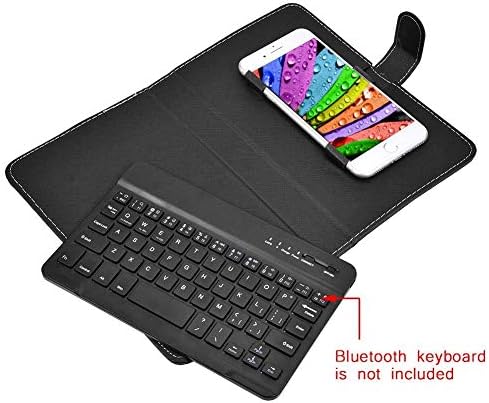 Bluetooth Klavye Kılıfı, 7 inç Cep Telefonu için Braketli PU Deri Koruyucu Kapak (Siyah) (Siyah Renk)