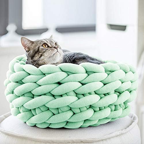 Şanslı Monet Pamuk Örme Pet Yatak Sepeti Sıcak Dokuma Kedi Yuva Rahat Kucaklayıcı Köpekler ve Kediler için (11.8,