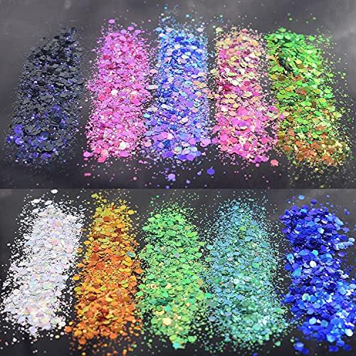 Bukalemun Tıknaz Glitter, 10 Renkler 150g/5.29 oz Renk Shift El Sanatları Glitter, Mix Renk Değiştirme Glitter Tumblers