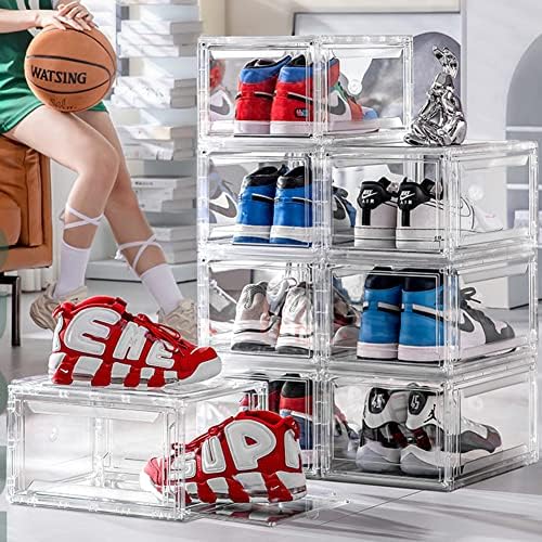12 Paket Akrilik Şeffaf Ayakkabı Kutuları– Sneakerhead için Ultra şeffaf Plastik istiflenebilir spor ayakkabı Saklama.