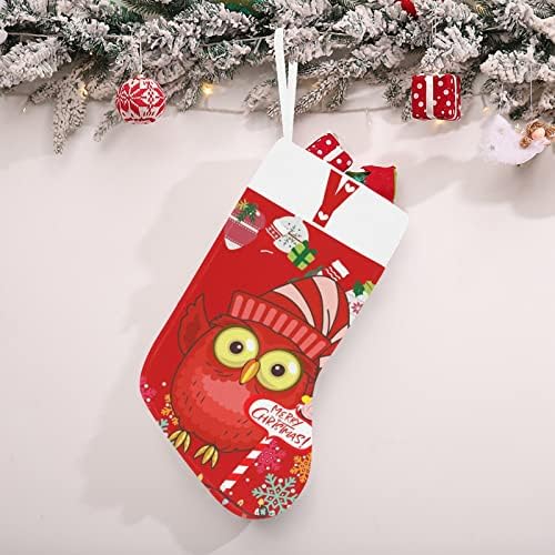 Monogram Santa baykuş Noel çorap Y harfi ve kalp 18 İnç büyük kırmızı ve Beyaz