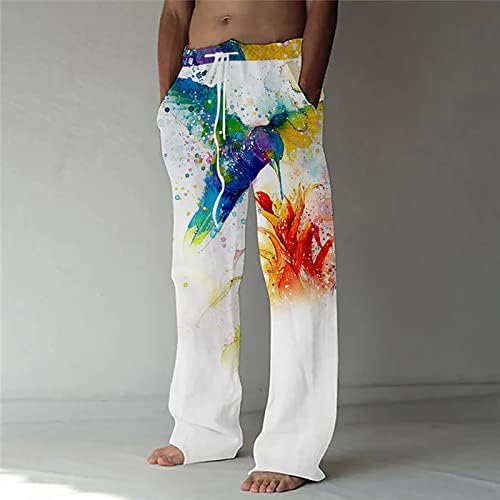 Rahat Pantolon Erkekler gündelik erkek pantolonları Dijital Baskı erkek Gençlik Rahat Kuş Serisi Orta Bel Pantolon