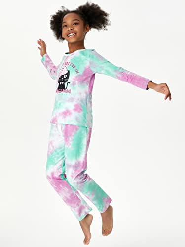 Pijama Kızlar için %100 % pamuklu batik Unicorn Mermaid Pijama Partisi PJ Seti Boyutu 6-18
